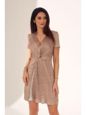 Two-piece dress with polka dots, dark beige PR55128 - Online store - Boutique